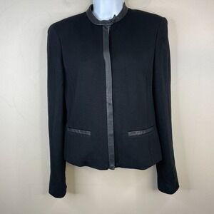 Ralph Lauren LRL Leather Trim Moto Jacket 8 Neutral City Chic Edgy Capsule Layer